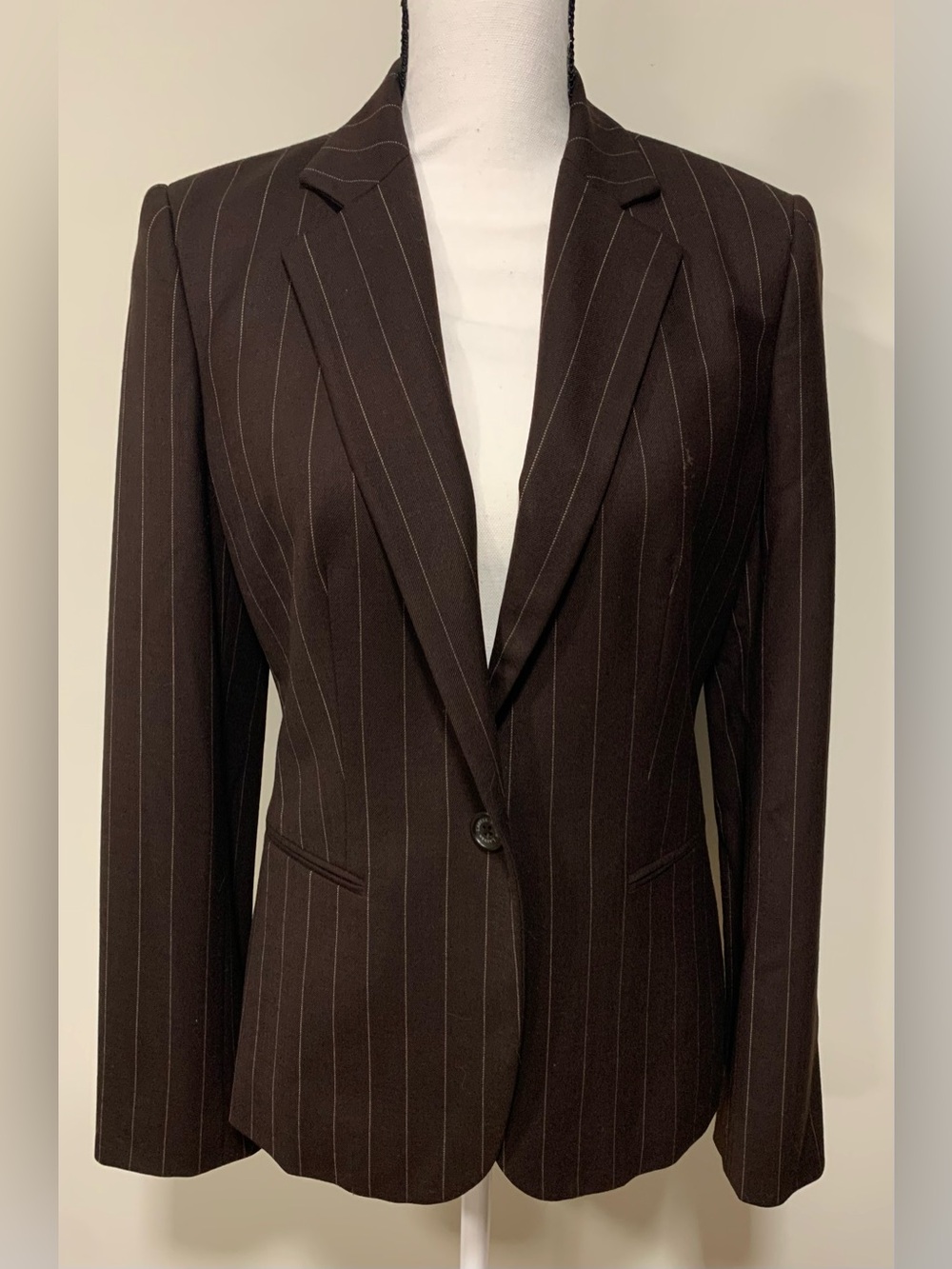 Lauren Ralph Lauren Wool Blend Pinstripe Brown Lined Womens 4 Academia Prep